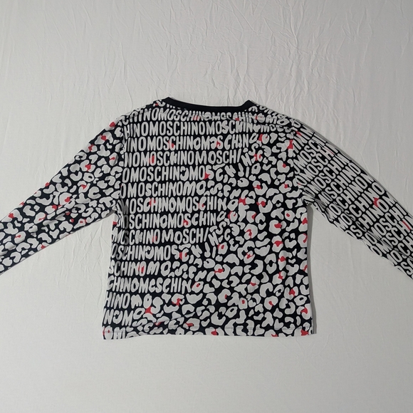 Moschino Kids Graphic Long Sleeve Tee in Black and White - Picture 3 of 6